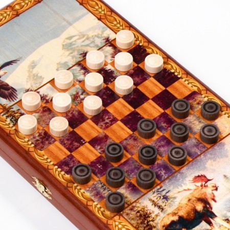 Wooden backgammon with checkers "Bear", board game, 40 x 40 cm-2