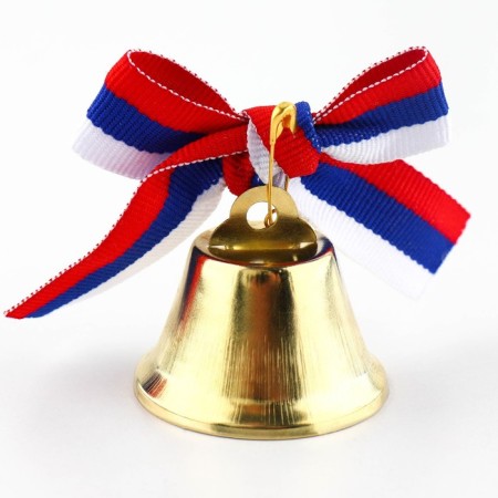 A bell on a pin with a bow for graduation, tricolor, d = 3.6 cm-1