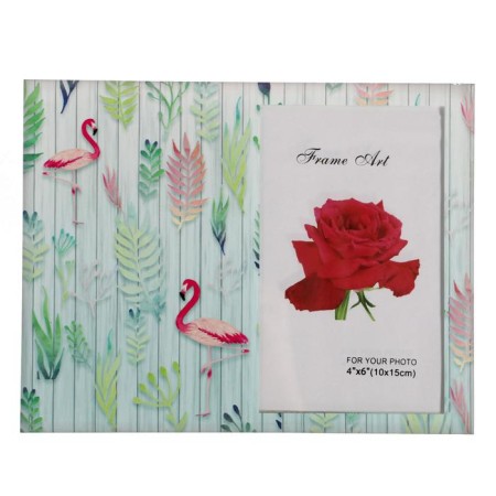 Photo frame glass 10x15 cm "Inflorescences and flamingo" Double convex pattern 17x22 cm-4