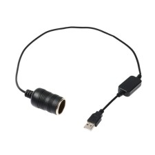 Cable adapter with USB for cigarette lighter, from 5V to 12V