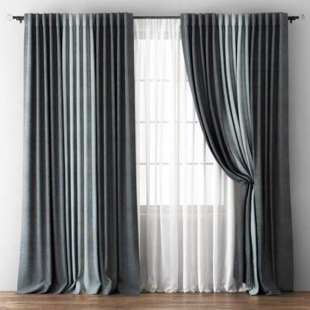 Curtains "Kirste" 240 x 270 cm - 2 pcs, tulle 500 x 270 cm, wet asphalt