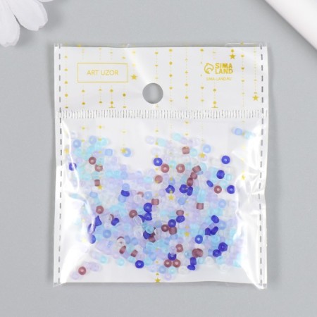 Glass 8/0 "Matte translucent. Melange blue-violet" 10 g-4