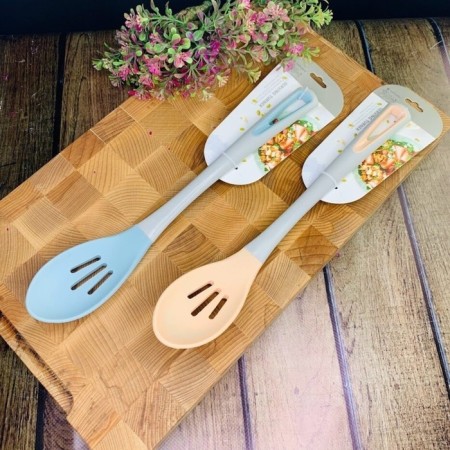Silicone spoon lenardi, with slots 34 cm, color mix