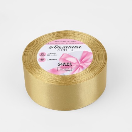 Satin tape, 40 mm × 23 ± 1 m, golden color No. 204-1