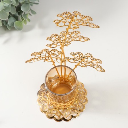 Summary metal, glass per 1 candle "Tree branches" d = 4.7 cm, gold 12.3x13.5x20 cm-5