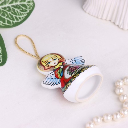 Souvenir bell "Angel", flower, ceramics-3