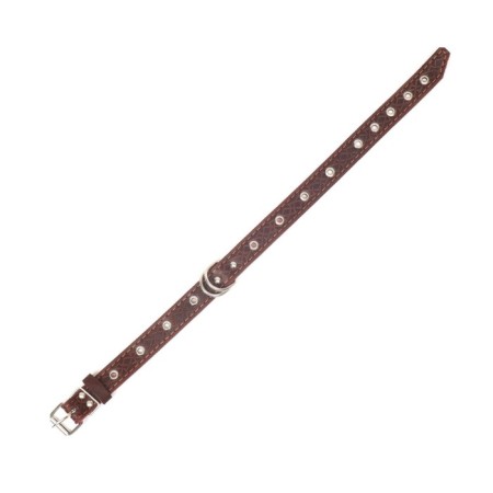 Collar leather reinforced with a kapron with a half-ring, 55 x 2.5 cm, Osh 27-53 cm, brown-4