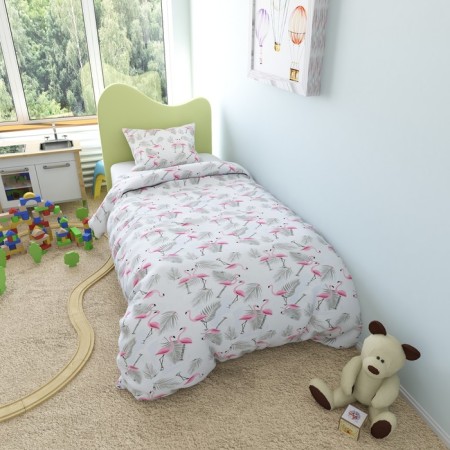 Crystick, size 145 × 210 cm, flamingos print and leaves