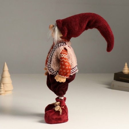 Interior doll "Goblin in a knitted sweater and fur vest" 42 cm-3