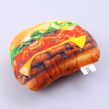 A toy for dogs with a bake "Burger" from textiles, 12 x 9.3 cm-2