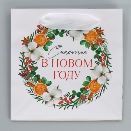 Laminated square "Happiness", 14 x 14 x 9 cm, New Year-6