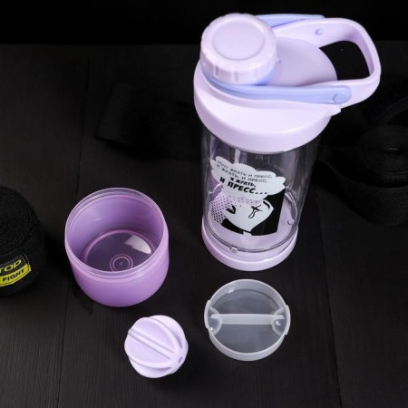 Sports shaker, with a bowl “I want to eat and press”, 600 ml-1
