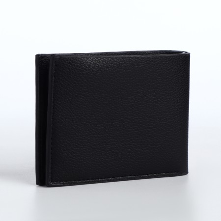 Male purse without fastening, department for cards, coins, black color-2