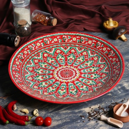 Largan Rishtan ceramics "Flowers", 41 cm, red-6