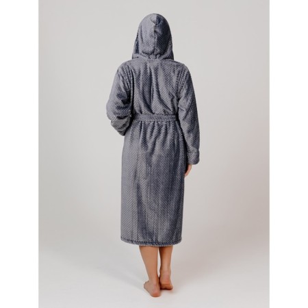 Women's robe with a hood, size 48, dark gray color-1