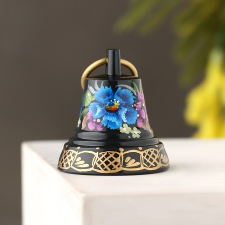 Valdai bell "No. 2. Flowers", painted, with an ear, d = 35 mm-2