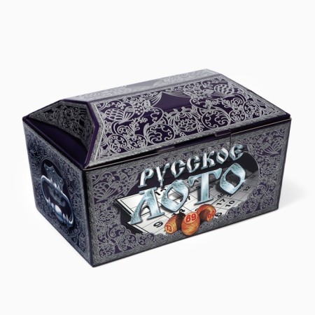 Lotto Russian, wooden "casket", board game, with barrels-3