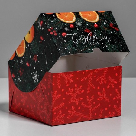 Box for Capcakes "New Year" 16 x 16 x 10 cm, New Year-4