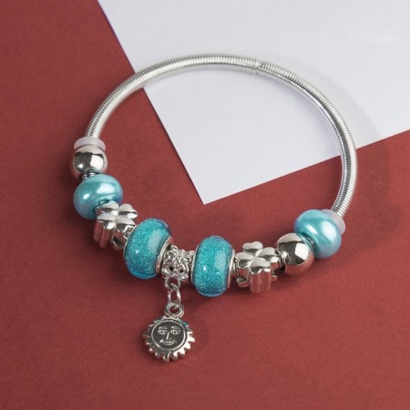 Bracelet Assorted Mardgeri Sunny, blue color in silver, d = 6.5 cm-2