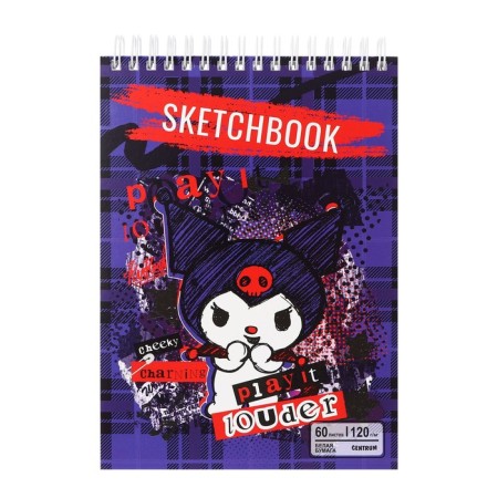 Sketchbook 201x147mm, 60 sheets on the crest of Kuromi, covered cardboard, block 120g/m2
