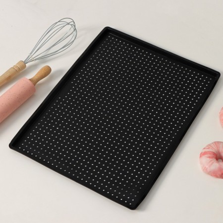 Rug perforated rectangular shade, silicone, 40 × 31 × 1 cm, black color-2