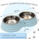 Metal dual bowl on a plastic base 2 x 160 ml, 25 x 14 x 5 cm, blue