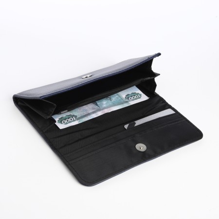 Women's wallet on magnet, blue color-3