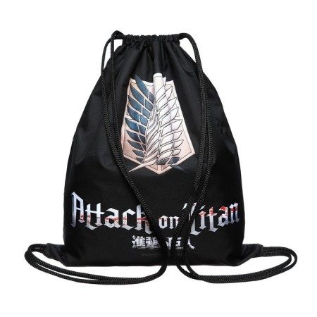 A bag for shoes 490 x 410 mm, with a loop, Hatber "Attack of titans" black NMN_14079
