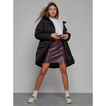 Coat insulated winter female, size 48, black color-11