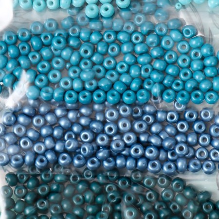Round beads 6/0 "Blue azure" 6 colors x 10 g 20x8 cm-1