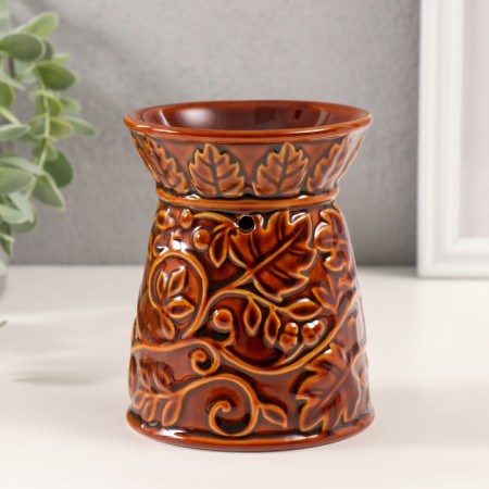 Aroma lamp ceramics "plant pattern" caramel 9.5x9.5x12 cm