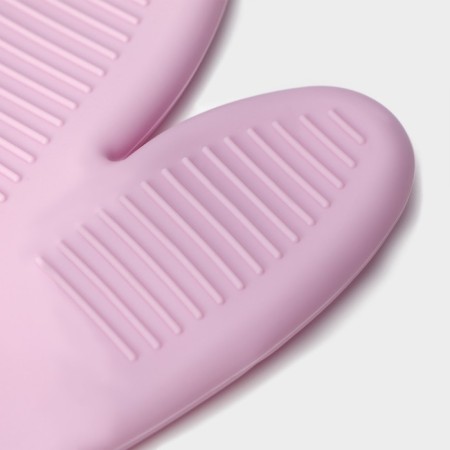 Mittens for the hot share "Ribris", silicone, 22 × 17 cm, pink color-2