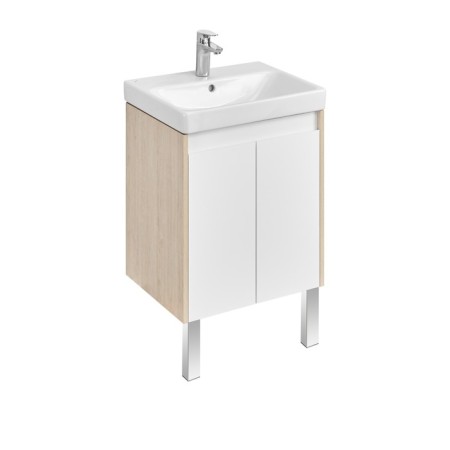 Tumbling under the Aquaton sink Scandil Doors, 55 cm, white gloss color, oak Verona-2