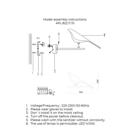 Wall lamp (sconces) Astor LED 3000k 10W-10