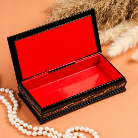 Casket - a bill "Girl by the window", 8.5 × 17 cm, lacquer miniature-1