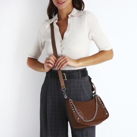 Cross-Bodi Bag on a zipper, brown color-6