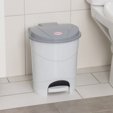 Garbage container with pedal, 11 l, marble color
