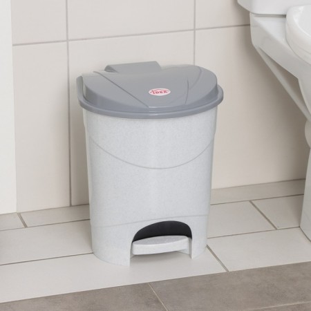 Garbage container with pedal, 11 l, marble color