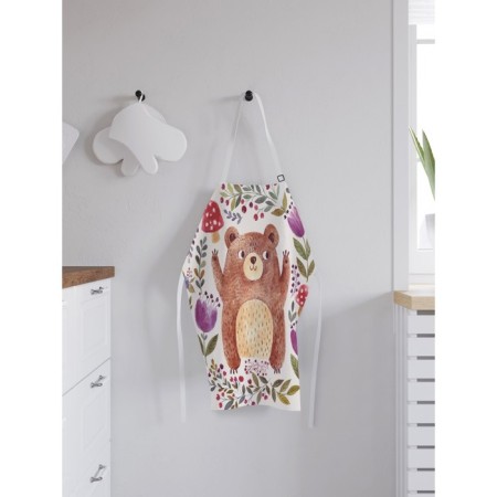 Apron of a kitchen with a photo print "joyful bear", adjustable, size OS-1