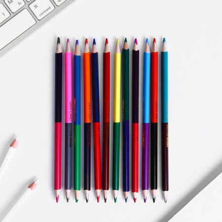 Color pencils 24 colors double -sided, sharpened trihedral wooden building "September 1"-2