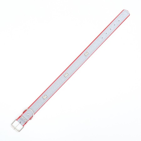 The collar is wide with bones, reflective, 66 x 3.5 cm, Osh 48-58 cm, red-3