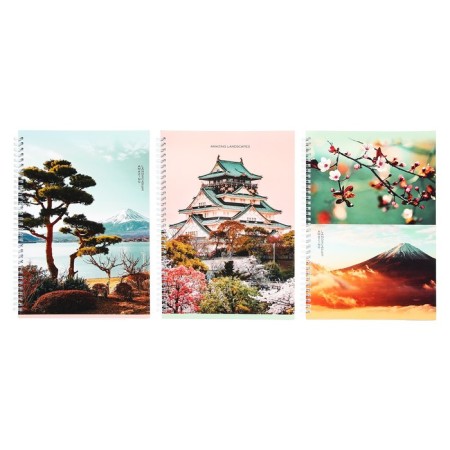 A4 notebook, 120 sheets in the cage on the crest "amazing landscape", cover coated cardboard, glossy lamination, mix