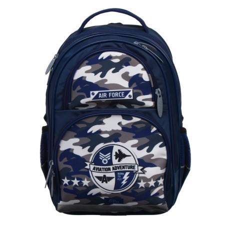 School backpack, 36 x 23 x 13 cm, ergonomic back, calligrata n "Hakki", blue-6