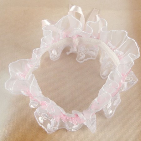 Garter for the bride "Elites", white-pink-4