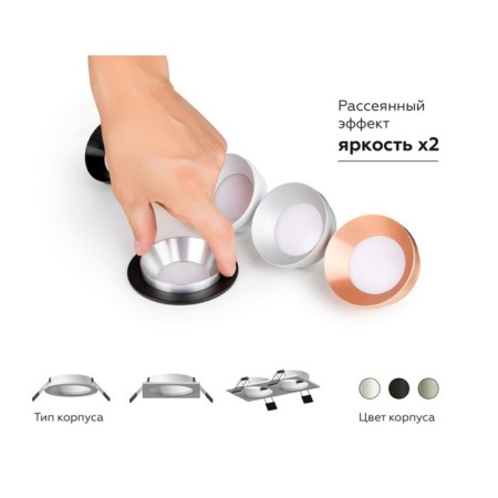 Building lamp built -in Ambrella Diy System Elements C7622 for nozzles D70 mm, GU5.3, Black Sand Color-3