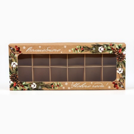 Folding box under 12 sweets "New Year's botanist", 3.8 x 10.5 x 26.5 cm, New Year-2