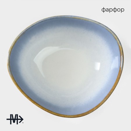 Porcelain salad Magistro "Paveti", 400 ml, D = 15.3 cm, blue color-1
