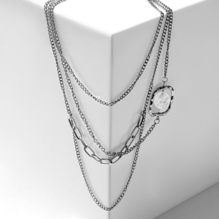 Beads "Chain" Pearl in a cut, white color in silver, 55 cm-3