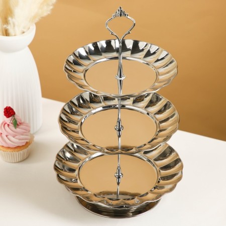 3-tier dish, d = 18/20/22 cm, silver color-1
