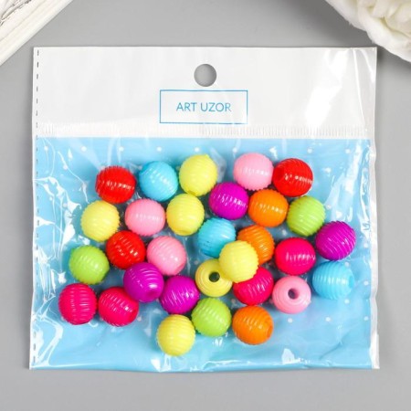 Beads for creativity plastic "Ribbed" set of 30 pcs 1.2x1.2 cm-3